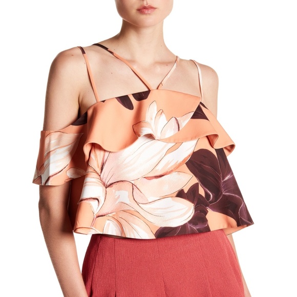 Keepsake Bitter Sweet Crop Top PEACH FLORAL - Picture 2 of 8